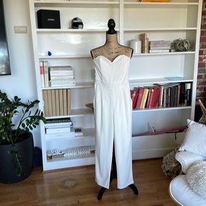 Winter white women’s strapless jumpsuit. Size 4.